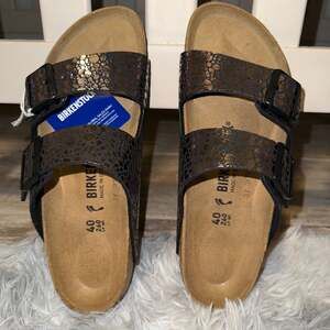Birkenstock Arizona Birko-Flor Metallic Stones Black Sandals